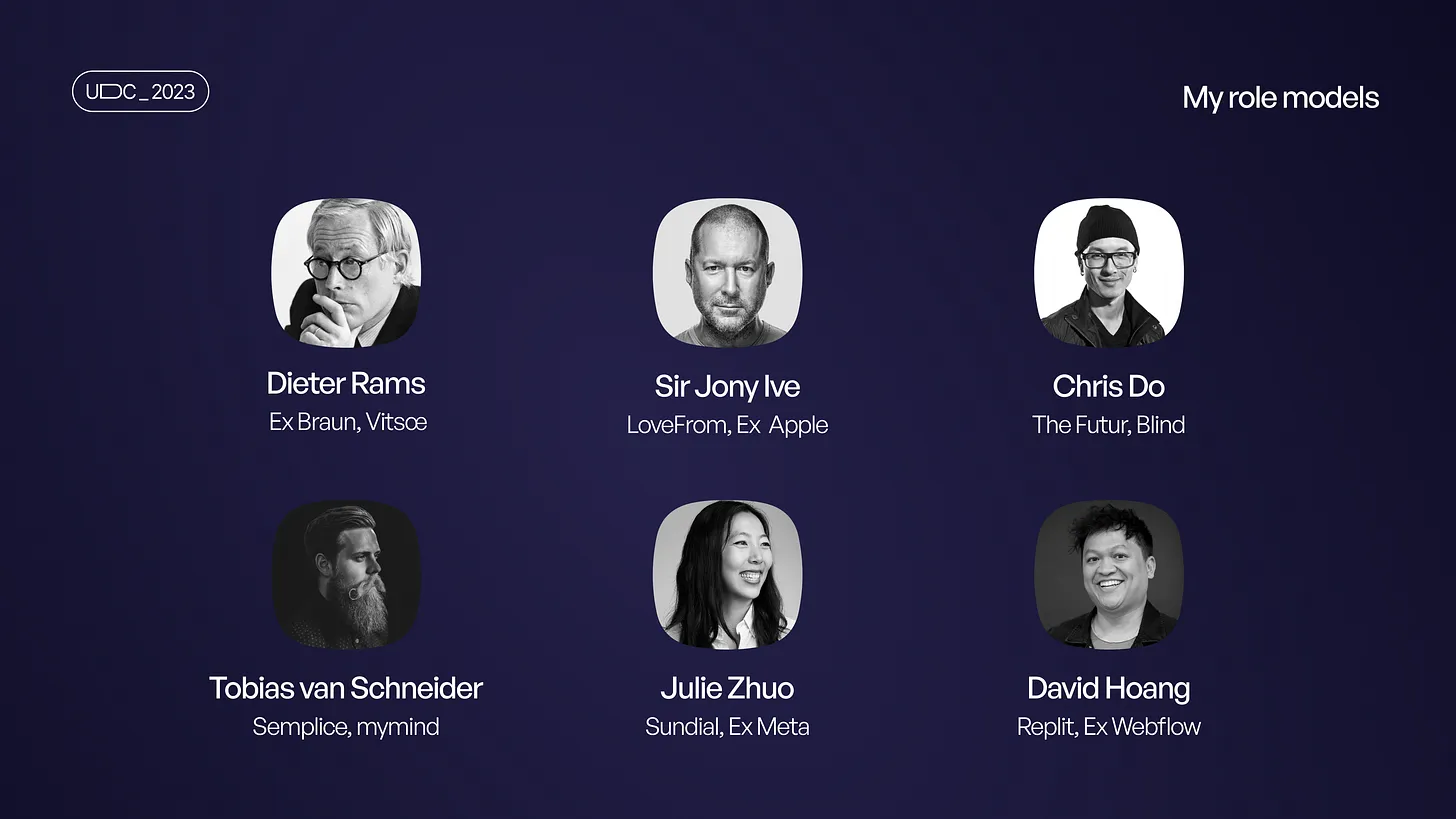 A grid of pictures with my design role models"